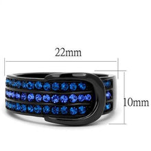 Load image into Gallery viewer, TK2549 - IP Black(Ion Plating) Stainless Steel Ring with Top Grade Crystal  in Multi Color