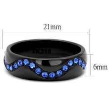 Load image into Gallery viewer, TK2550 - IP Black(Ion Plating) Stainless Steel Ring with Top Grade Crystal  in Sapphire