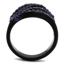 Load image into Gallery viewer, TK2551 - IP Black(Ion Plating) Stainless Steel Ring with Top Grade Crystal  in Multi Color