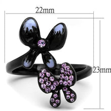 Load image into Gallery viewer, TK2554 - IP Black(Ion Plating) Stainless Steel Ring with Top Grade Crystal  in Light Amethyst