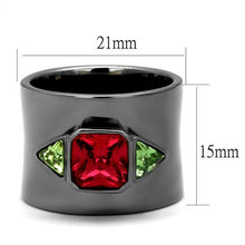 Load image into Gallery viewer, TK2556 - IP Light Black  (IP Gun) Stainless Steel Ring with Synthetic Synthetic Glass in Multi Color