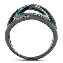 Load image into Gallery viewer, TK2557 - IP Light Black  (IP Gun) Stainless Steel Ring with Top Grade Crystal  in Multi Color