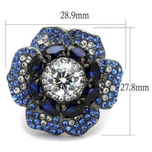 Load image into Gallery viewer, TK2559 - IP Light Black  (IP Gun) Stainless Steel Ring with AAA Grade CZ  in Clear