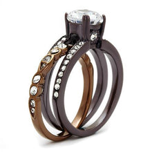 Load image into Gallery viewer, TK2560 - IP Dark Brown (IP coffee) &amp; IP light Coffee Stainless Steel Ring with AAA Grade CZ  in Clear