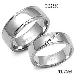 TK2563 - High polished (no plating) Stainless Steel Ring with No Stone