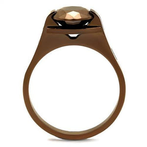 TK2590 IP Coffee light Stainless Steel Ring with AAA Grade CZ in Light Coffee