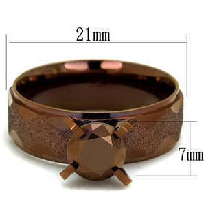 TK2596 - IP Coffee light Stainless Steel Ring with AAA Grade CZ  in Light Coffee