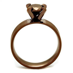 TK2597 - IP Coffee light Stainless Steel Ring with AAA Grade CZ  in Light Coffee