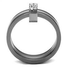 Load image into Gallery viewer, TK2599 - Two Tone IP Light Black (IP Gun) Stainless Steel Ring with Top Grade Crystal  in Clear