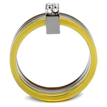Load image into Gallery viewer, TK2600 - Three Tone (IP Gold &amp; IP Light coffee &amp; High Polished) Stainless Steel Ring with Top Grade Crystal  in Clear