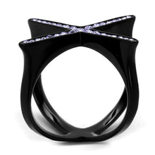 Load image into Gallery viewer, TK2603 - IP Black(Ion Plating) Stainless Steel Ring with Top Grade Crystal  in Amethyst