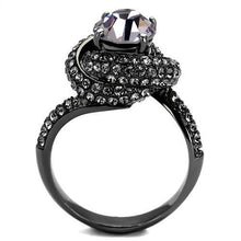 Load image into Gallery viewer, TK2604 - IP Light Black  (IP Gun) Stainless Steel Ring with Top Grade Crystal  in Light Amethyst