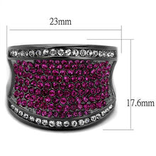 Load image into Gallery viewer, TK2606 - IP Light Black  (IP Gun) Stainless Steel Ring with Top Grade Crystal  in Amethyst