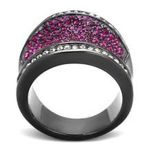 Load image into Gallery viewer, TK2606 - IP Light Black  (IP Gun) Stainless Steel Ring with Top Grade Crystal  in Amethyst