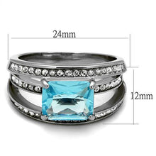 Load image into Gallery viewer, TK2608 - No Plating Stainless Steel Ring with Synthetic Synthetic Glass in Sea Blue