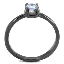 Load image into Gallery viewer, TK2609 - IP Light Black  (IP Gun) Stainless Steel Ring with AAA Grade CZ  in Light Amethyst