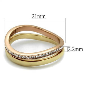 TK2613 - IP Gold & IP Rose Gold (Ion Plating) Stainless Steel Ring with Top Grade Crystal  in Clear