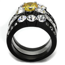 Load image into Gallery viewer, TK2615 - Two-Tone IP Black (Ion Plating) Stainless Steel Ring with AAA Grade CZ  in Topaz