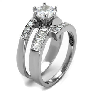 TK2616 - No Plating Stainless Steel Ring with AAA Grade CZ  in Clear