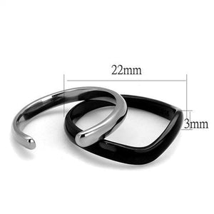 TK2618 - Two-Tone IP Black (Ion Plating) Stainless Steel Ring with No Stone