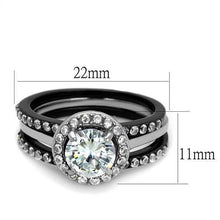 Load image into Gallery viewer, TK2620 - Two-Tone IP Black (Ion Plating) Stainless Steel Ring with AAA Grade CZ  in Clear