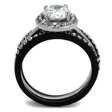 Load image into Gallery viewer, TK2620 - Two-Tone IP Black (Ion Plating) Stainless Steel Ring with AAA Grade CZ  in Clear