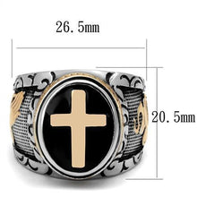 Load image into Gallery viewer, TK2623 - Two-Tone IP Rose Gold Stainless Steel Ring with Epoxy  in Jet