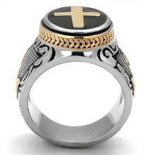 Load image into Gallery viewer, TK2623 - Two-Tone IP Rose Gold Stainless Steel Ring with Epoxy  in Jet