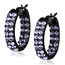 Load image into Gallery viewer, TK2625 - IP Black (Ion Plating) Stainless Steel Earrings with Top Grade Crystal  in Light Amethyst