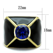 Load image into Gallery viewer, TK2640 - IP Gold(Ion Plating) Stainless Steel Ring with AAA Grade CZ  in London Blue