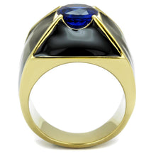 Load image into Gallery viewer, TK2640 - IP Gold(Ion Plating) Stainless Steel Ring with AAA Grade CZ  in London Blue