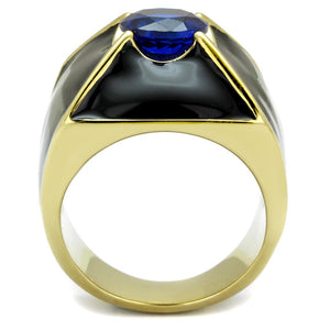 TK2640 - IP Gold(Ion Plating) Stainless Steel Ring with AAA Grade CZ  in London Blue