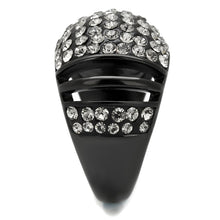 Load image into Gallery viewer, TK2643 - IP Black(Ion Plating) Stainless Steel Ring with Top Grade Crystal  in Hematite