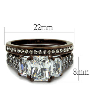 TK2646 - IP Dark Brown (IP coffee) Stainless Steel Ring with AAA Grade CZ  in Clear