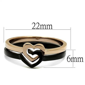 TK2650 - IP Rose Gold+ IP Black (Ion Plating) Stainless Steel Ring with No Stone