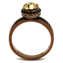 Load image into Gallery viewer, TK2654 - IP Coffee light Stainless Steel Ring with Top Grade Crystal  in Light Smoked