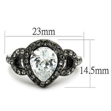 Load image into Gallery viewer, TK2655 - IP Light Black  (IP Gun) Stainless Steel Ring with AAA Grade CZ  in Clear