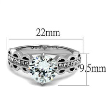 Load image into Gallery viewer, TK2658 - High polished (no plating) Stainless Steel Ring with AAA Grade CZ  in Clear