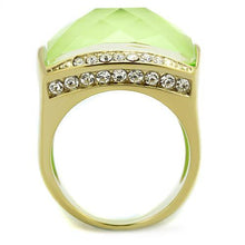 Load image into Gallery viewer, TK2661 - IP Gold(Ion Plating) Stainless Steel Ring with Synthetic Synthetic Stone in Apple Green color