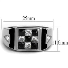 Load image into Gallery viewer, TK2663 - High polished (no plating) Stainless Steel Ring with AAA Grade CZ  in Jet