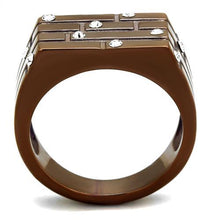 Load image into Gallery viewer, TK2664 - IP Coffee light Stainless Steel Ring with Top Grade Crystal  in Clear