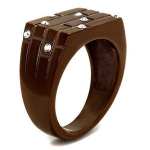 TK2664 - IP Coffee light Stainless Steel Ring with Top Grade Crystal  in Clear