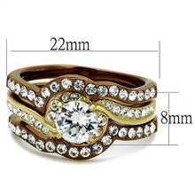Load image into Gallery viewer, TK2669 - IP Gold &amp; IP Light Brown (IP Light coffee) Stainless Steel Ring with AAA Grade CZ  in Clear