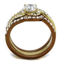 Load image into Gallery viewer, TK2669 - IP Gold &amp; IP Light Brown (IP Light coffee) Stainless Steel Ring with AAA Grade CZ  in Clear