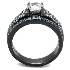 TK2671 - IP Light Black  (IP Gun) Stainless Steel Ring with AAA Grade CZ  in Clear