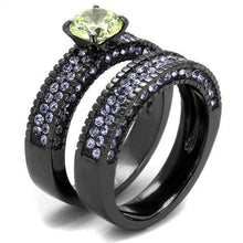 Load image into Gallery viewer, TK2672 - IP Light Black  (IP Gun) Stainless Steel Ring with AAA Grade CZ  in Apple Green color
