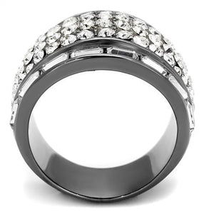 TK2673 - IP Light Black  (IP Gun) Stainless Steel Ring with Top Grade Crystal  in Clear