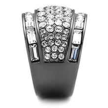 Load image into Gallery viewer, TK2673 - IP Light Black  (IP Gun) Stainless Steel Ring with Top Grade Crystal  in Clear