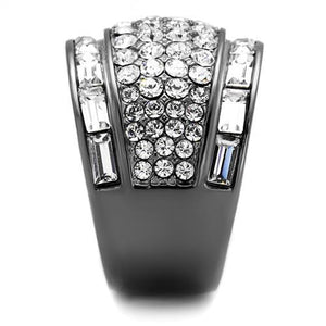 TK2673 - IP Light Black  (IP Gun) Stainless Steel Ring with Top Grade Crystal  in Clear