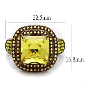 TK2677 - IP Coffee light Stainless Steel Ring with AAA Grade CZ  in Topaz